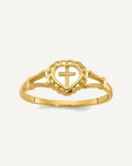 Gold Polished Children's Cross Rings – View 1