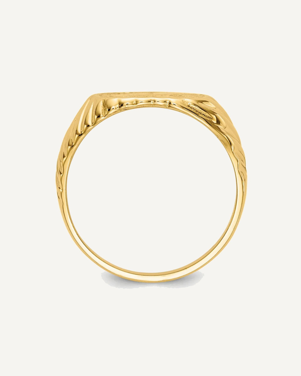 14K Polished 9.5x7.0mm Open Back Size 2.5 Rectangular with Stripes Signet Ring – View 2