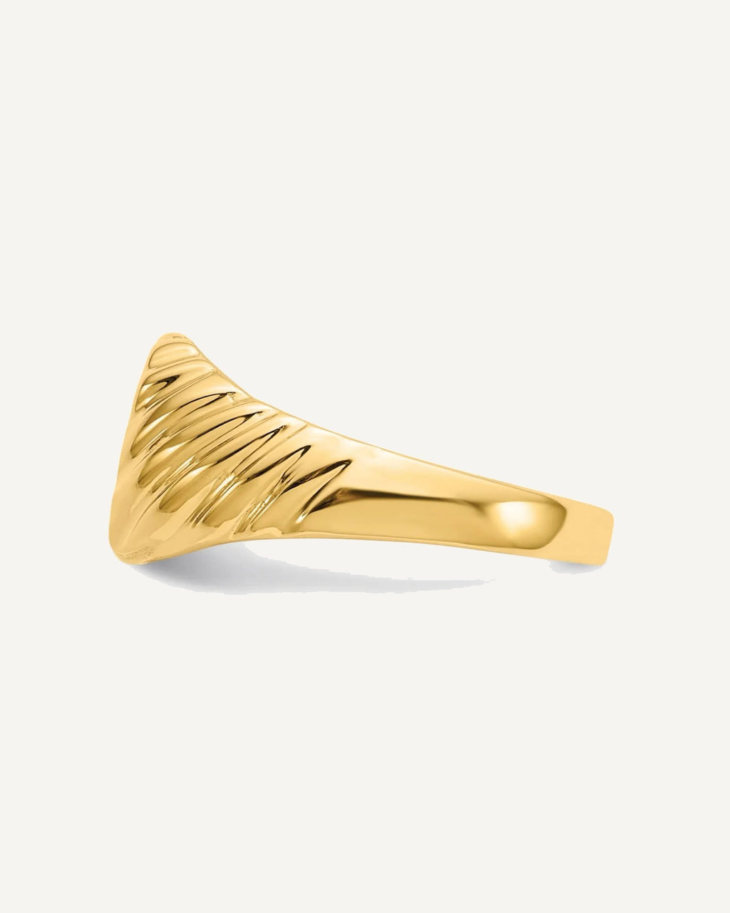 14K Polished 9.5x7.0mm Open Back Size 2.5 Rectangular with Stripes Signet Ring – View 4