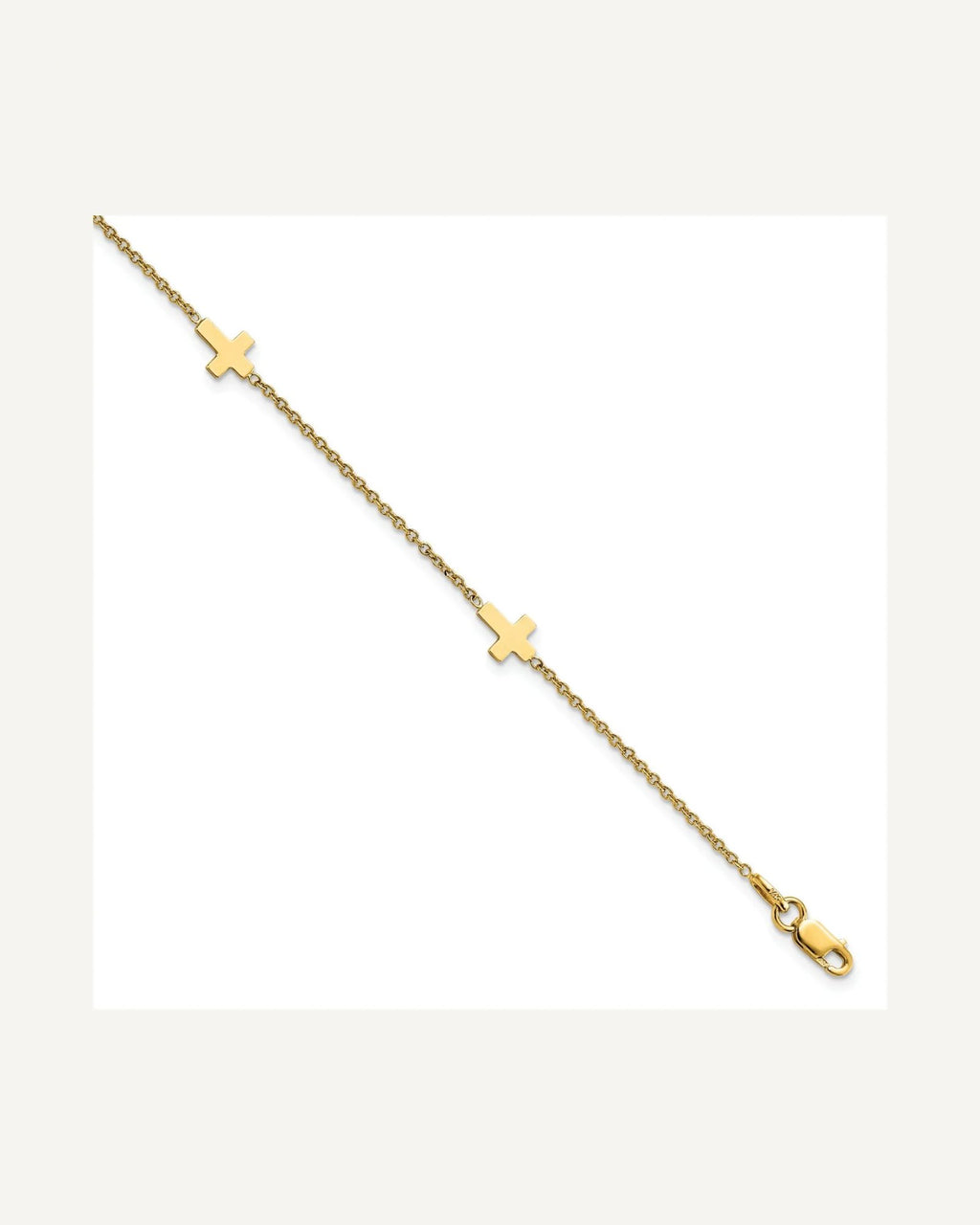 Leslie's 14k Cross 4-Station 9 inch Plus 1 inch Extender - Total 10 inch Anklet – View 1