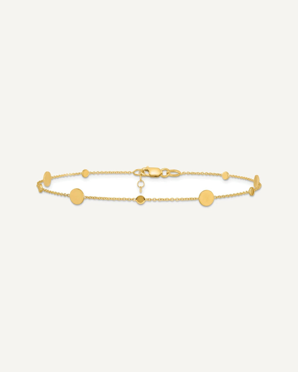Leslie's 14k Polished Discs 9 inch Plus 1 inch Extender - Total 10 inch Anklet – View 4