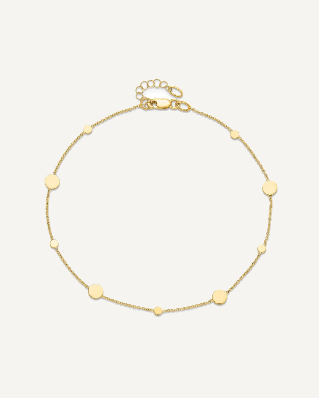 Leslie's 14k Polished Discs 9 inch Plus 1 inch Extender - Total 10 inch Anklet – View 6