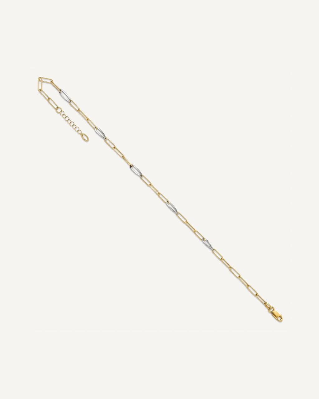 Leslie's 14K Two-tone Paperclip Link 9 inch Plus 1 inch Extender - Total 10 inch Anklet – View 2