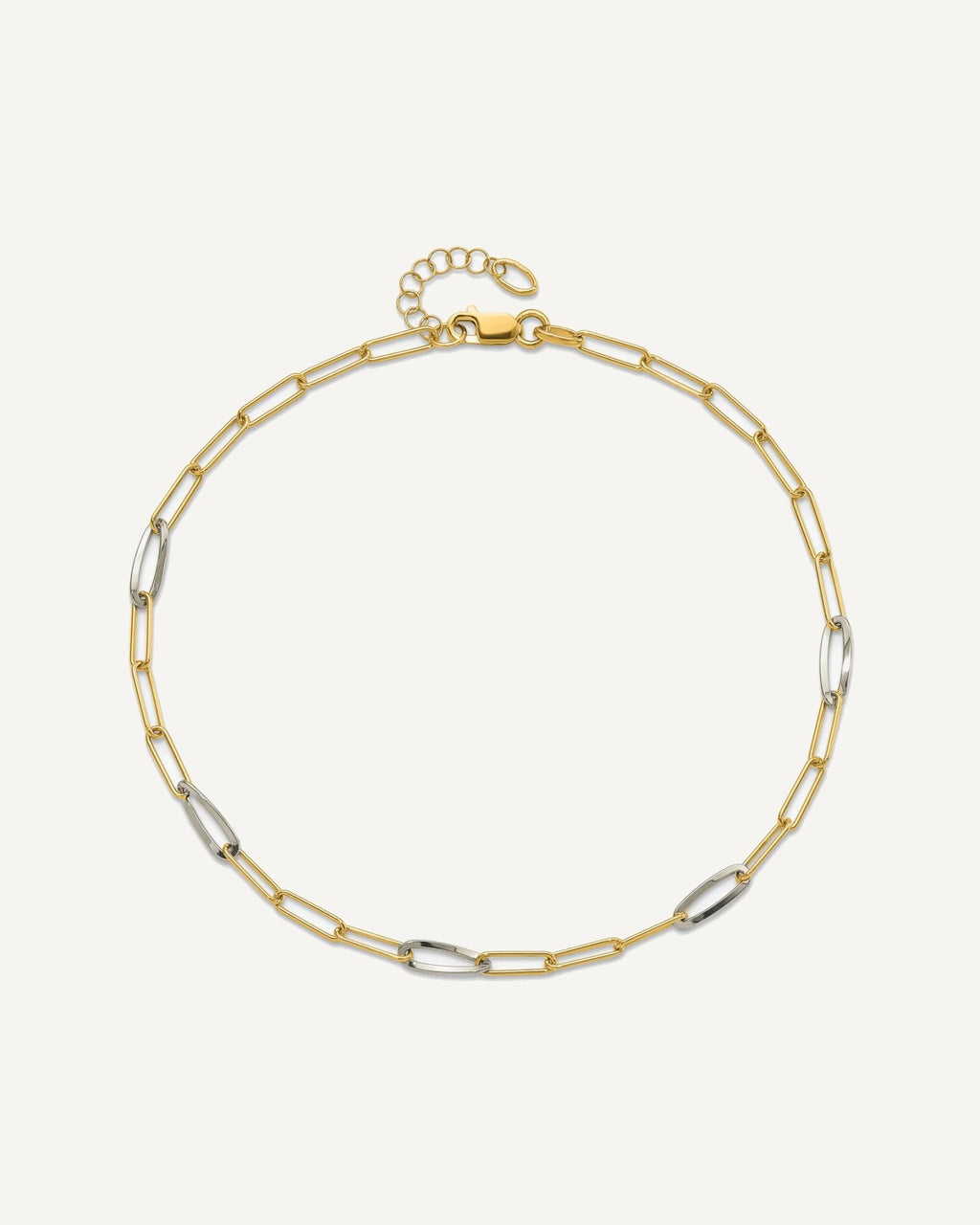 Leslie's 14K Two-tone Paperclip Link 9 inch Plus 1 inch Extender - Total 10 inch Anklet – View 4