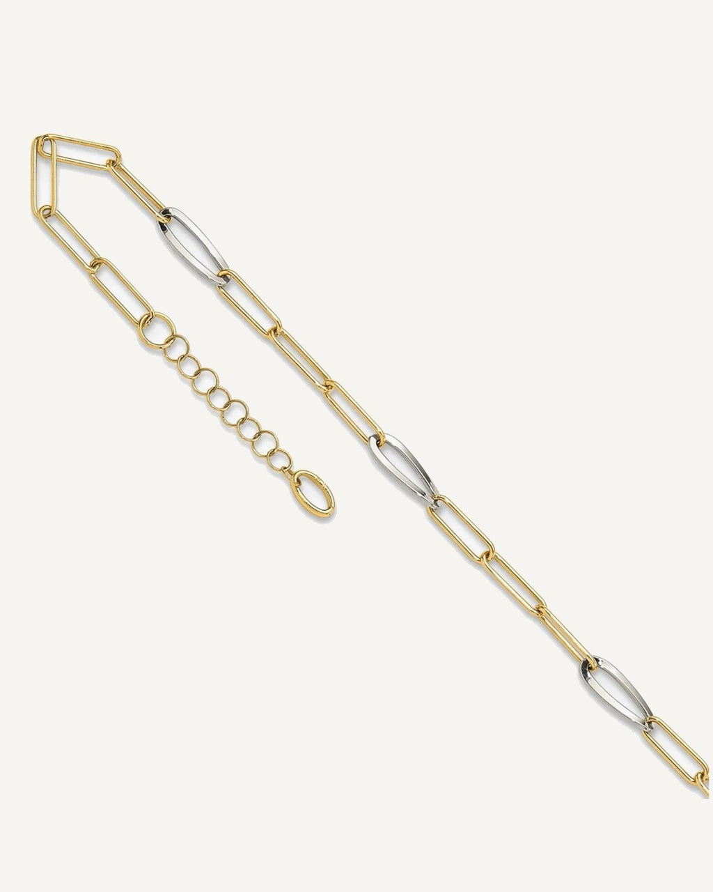 Leslie's 14K Two-tone Paperclip Link 9 inch Plus 1 inch Extender - Total 10 inch Anklet – View 1