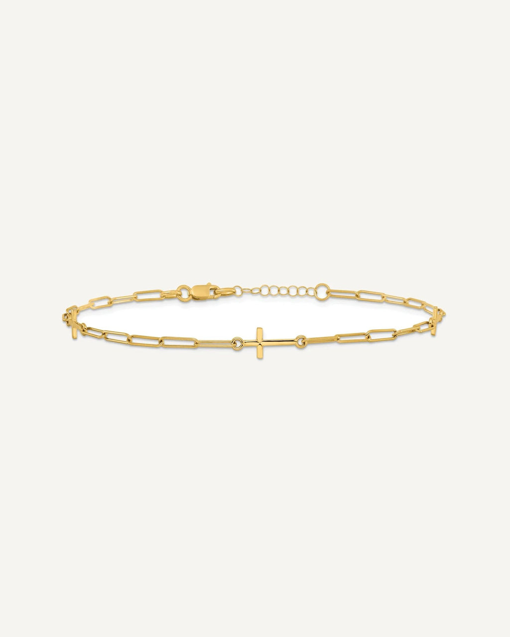 Leslie's 14K Cross and Paperclip Link 3-Station 9 inch Plus 1inch Extender - Total 10 inch Anklet – View 3