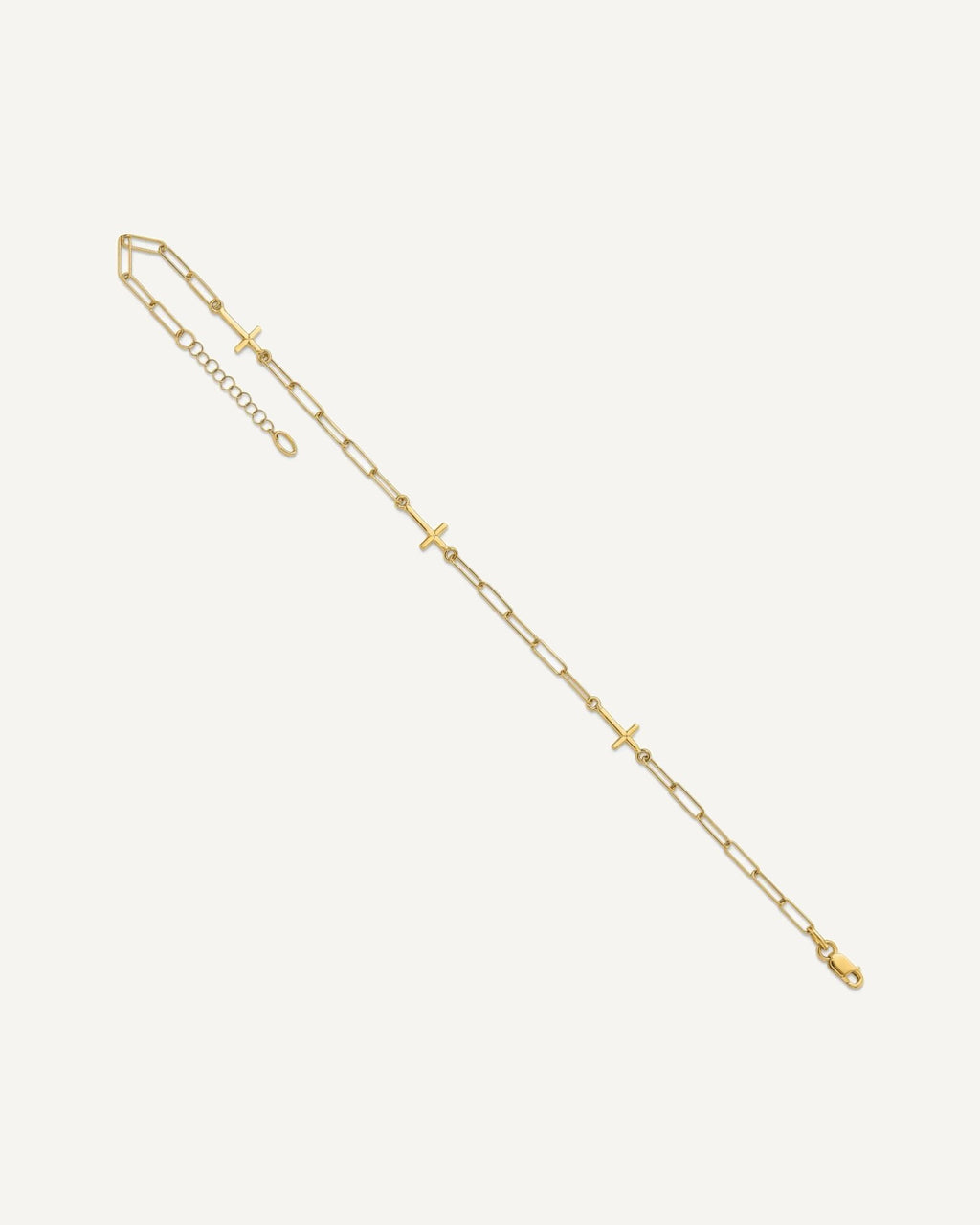 Leslie's 14K Cross and Paperclip Link 3-Station 9 inch Plus 1inch Extender - Total 10 inch Anklet – View 7