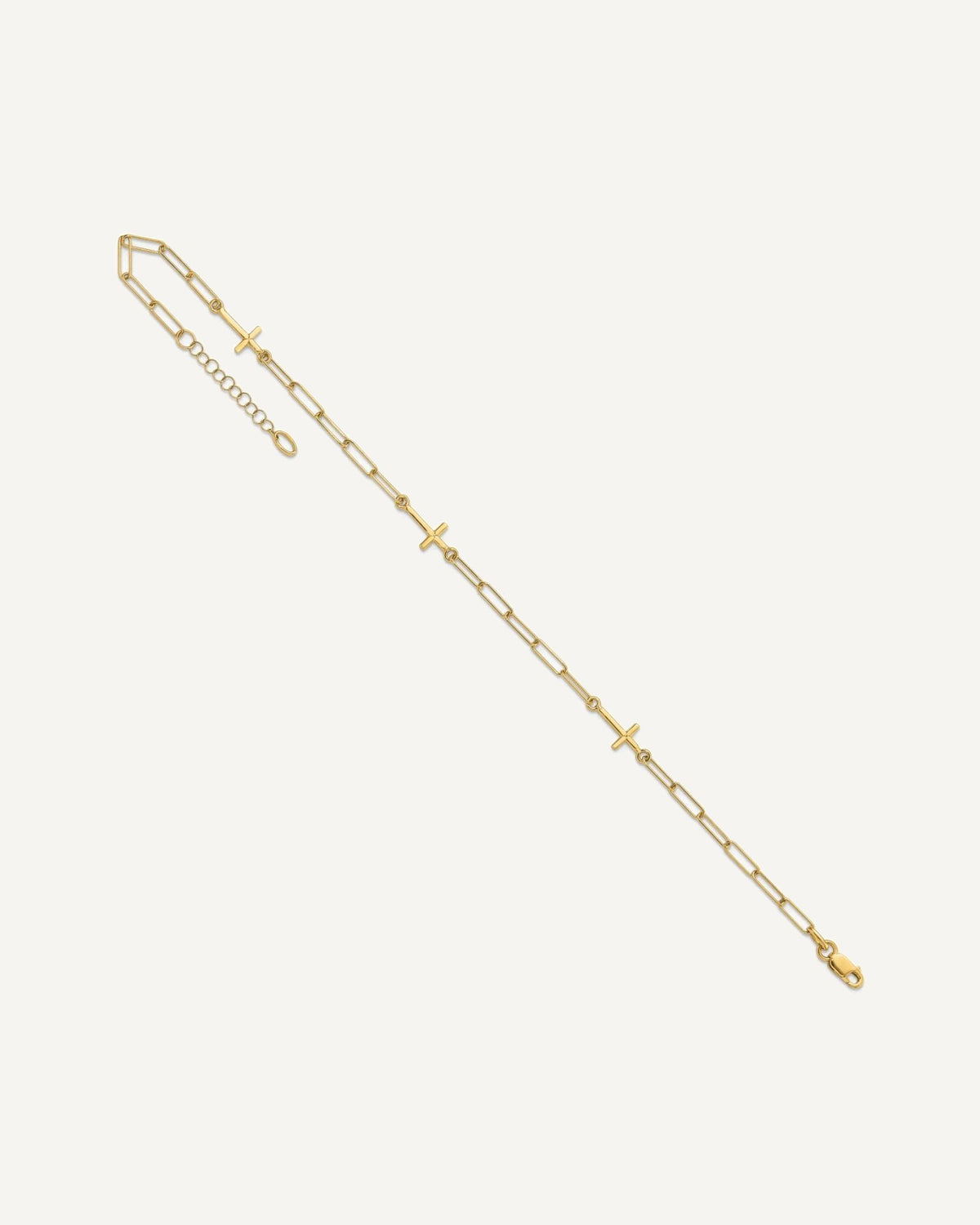 Leslie's 14K Cross and Paperclip Link 3-Station 9 inch Plus 1inch Extender - Total 10 inch Anklet – View 7