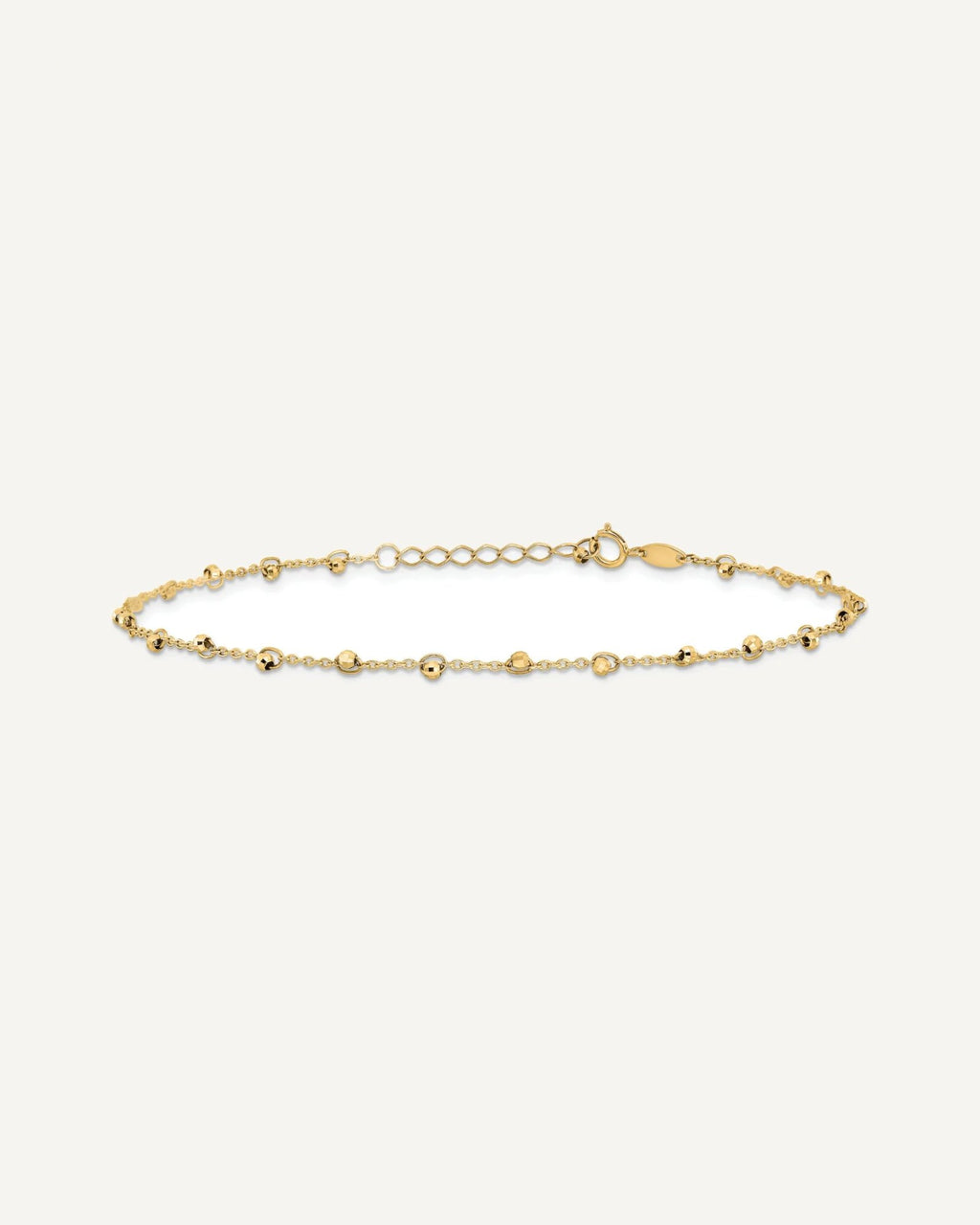 Leslie's 14K Mirror Beads 9 inch Plus 1 inch Extender - Total 10 inch Anklet – View 3