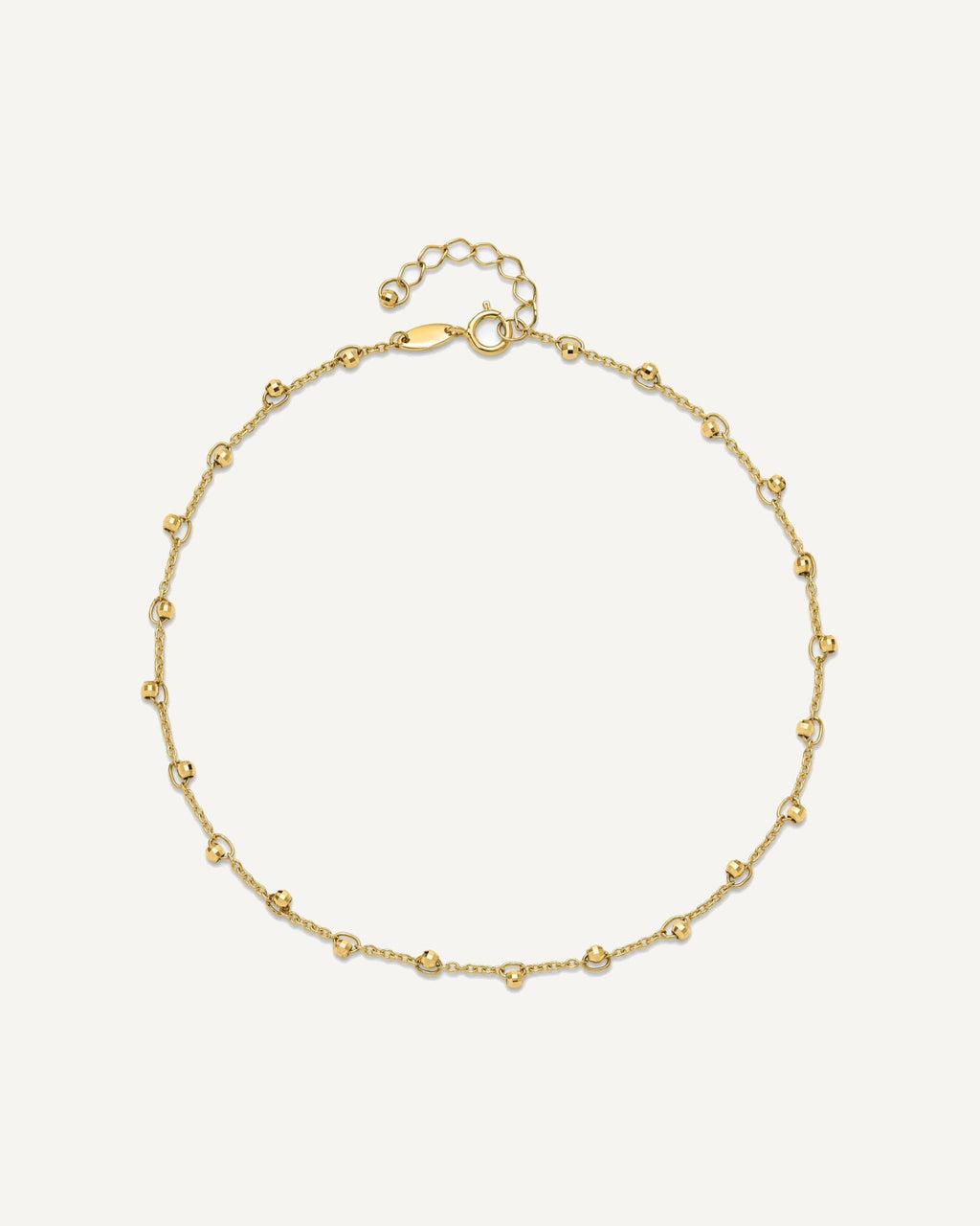 Leslie's 14K Mirror Beads 9 inch Plus 1 inch Extender - Total 10 inch Anklet – View 4