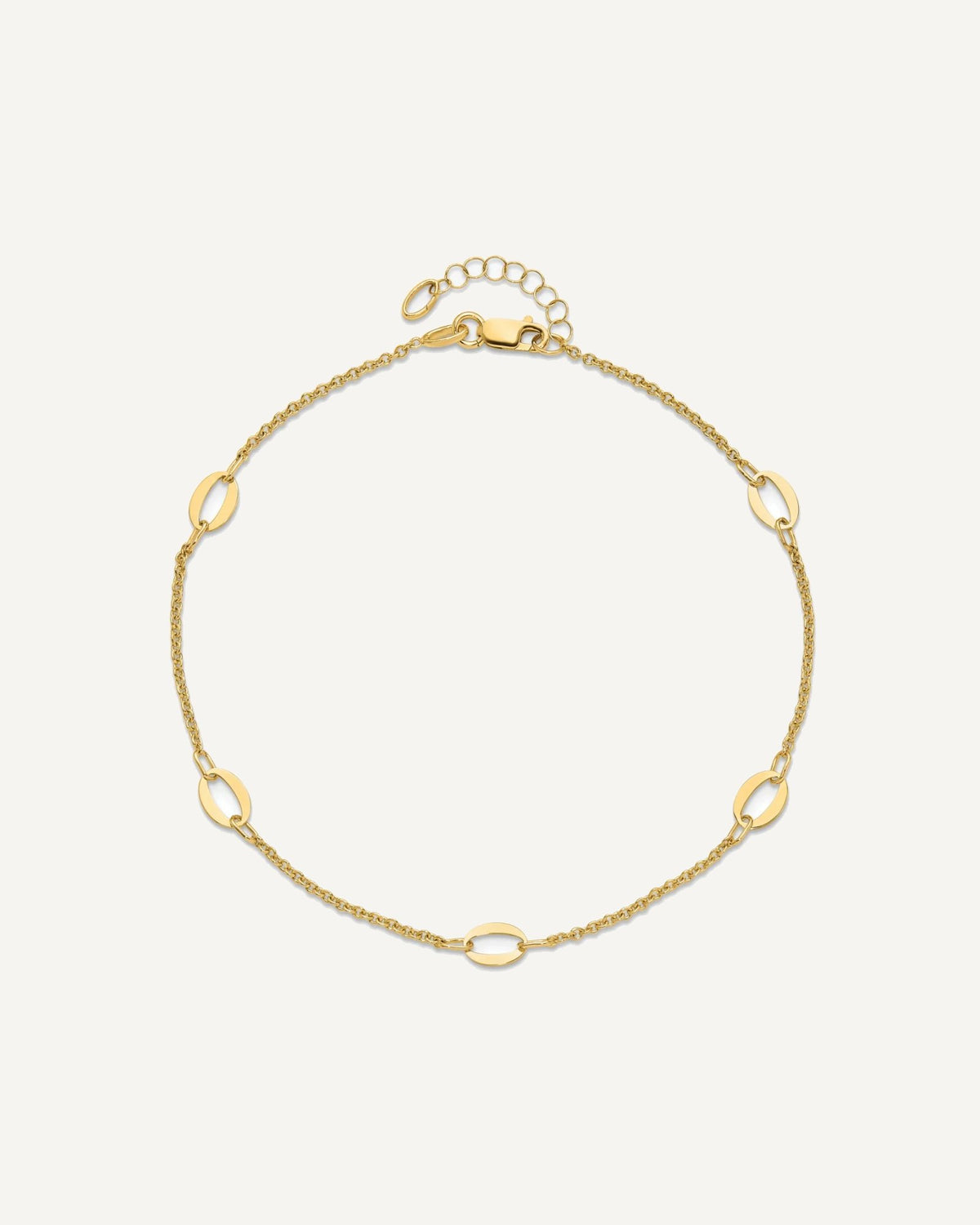 Leslie's 14K Oval Links 5-Station 9 inch Plus 1 inch Extender - Total 10 inch Anklet – View 4