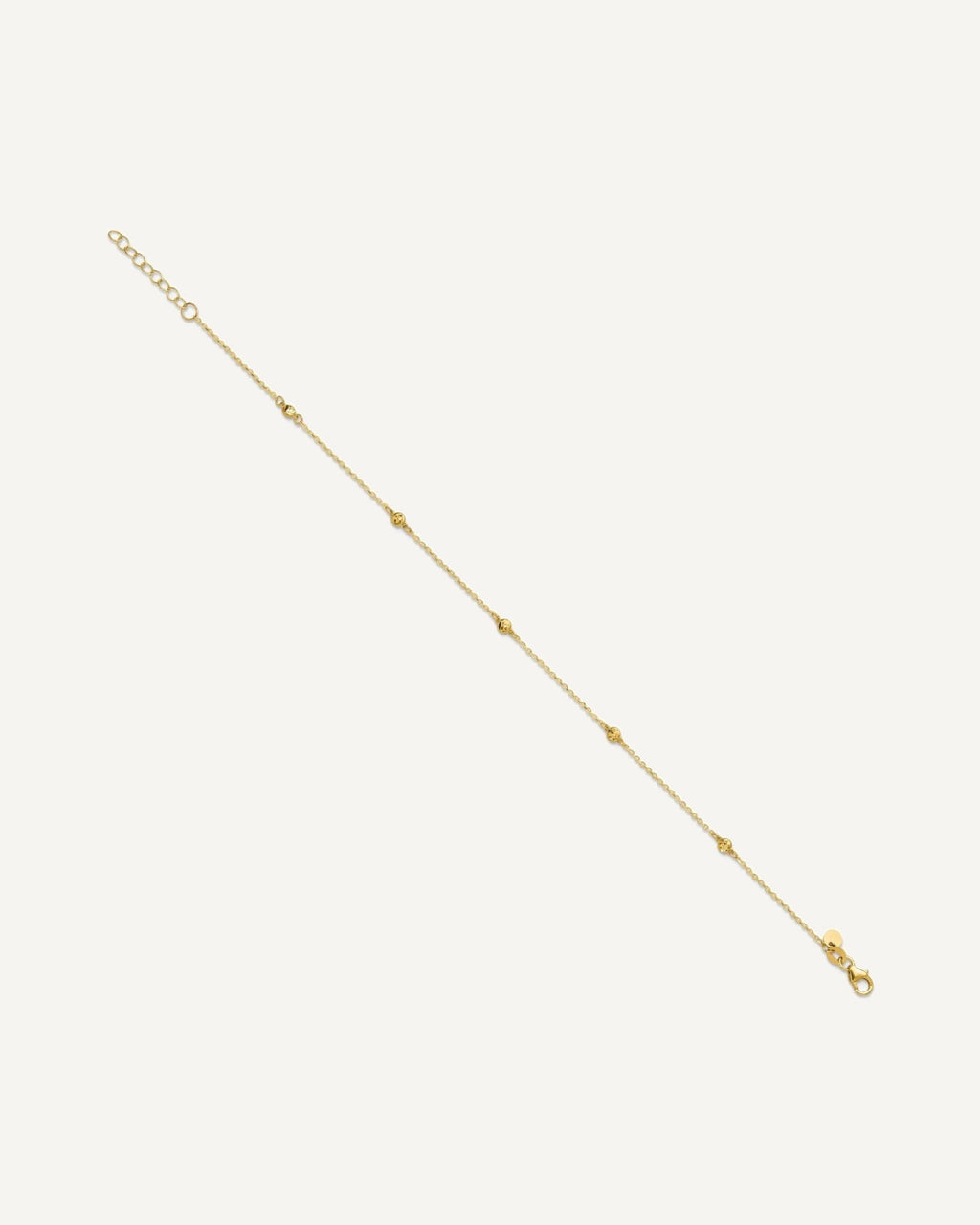 Leslie's 14k Diamond-cut Bead 5-Station 9 inch Plus 1 inch Extender - Total 10 inch Anklet – View 2