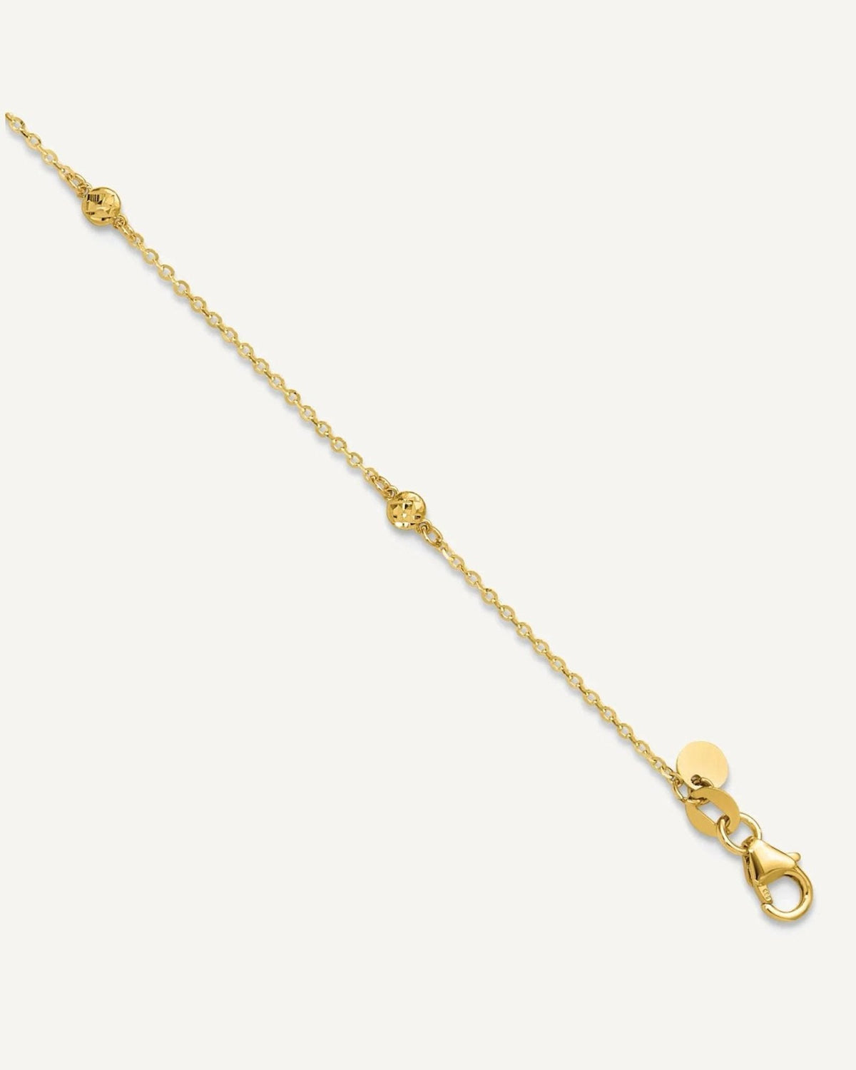 Leslie's 14k Diamond-cut Bead 5-Station 9 inch Plus 1 inch Extender - Total 10 inch Anklet – View 1