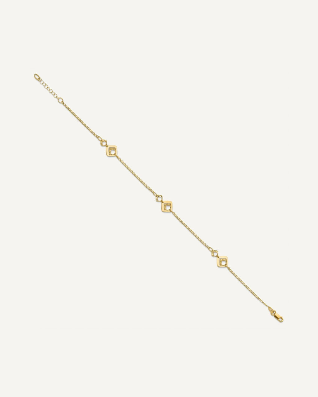 Leslie's 14K Textured Squares 9 inch Plus 1 inch Extender - Total 10 inch Anklet – View 3