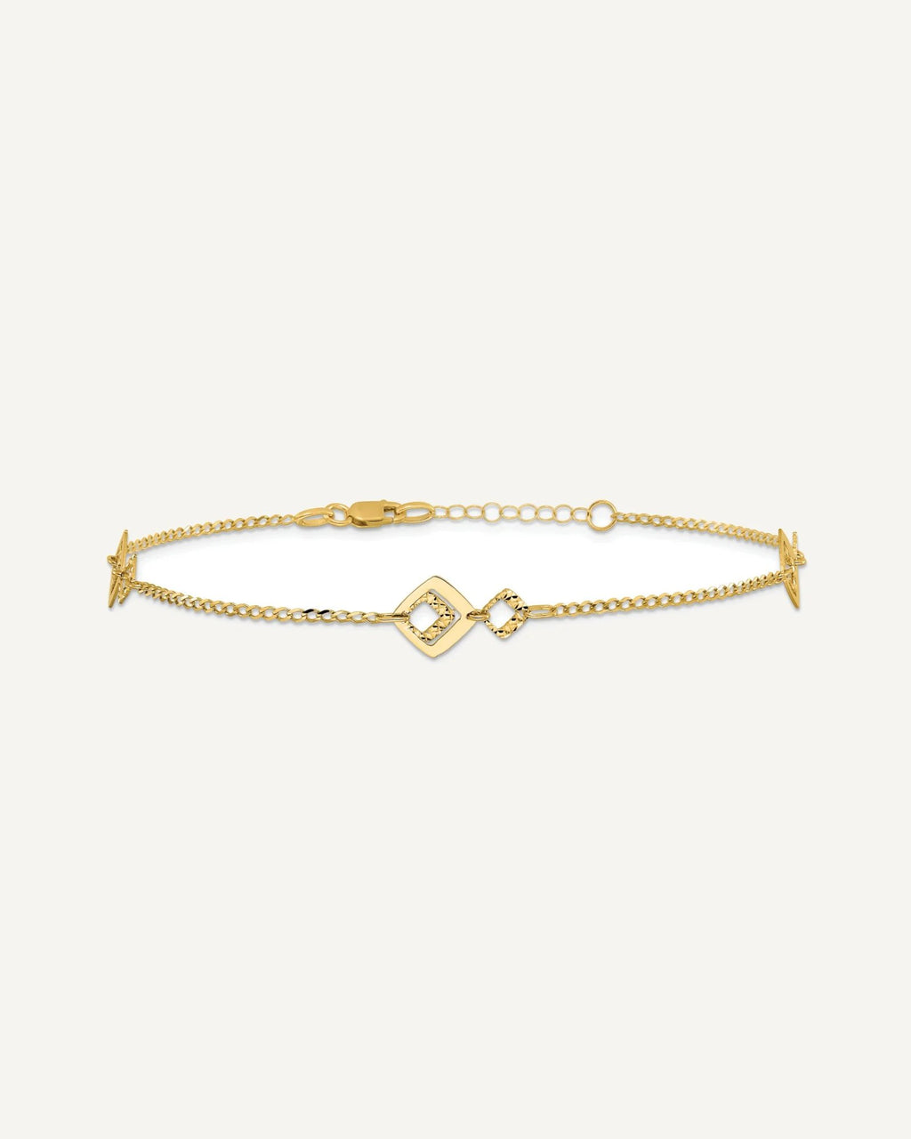 Leslie's 14K Textured Squares 9 inch Plus 1 inch Extender - Total 10 inch Anklet – View 4