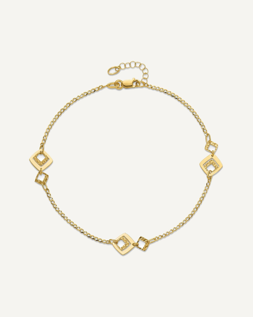 Leslie's 14K Textured Squares 9 inch Plus 1 inch Extender - Total 10 inch Anklet – View 5