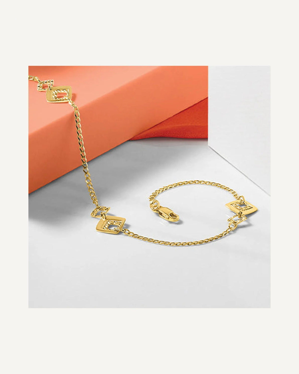 Leslie's 14K Textured Squares 9 inch Plus 1 inch Extender - Total 10 inch Anklet – View 2