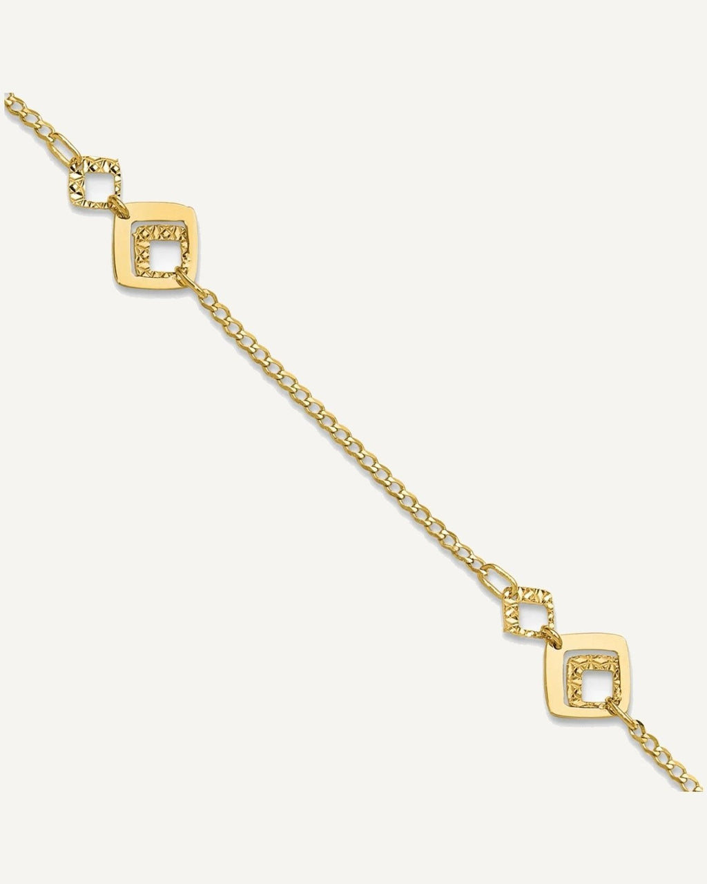 Leslie's 14K Textured Squares 9 inch Plus 1 inch Extender - Total 10 inch Anklet – View 1