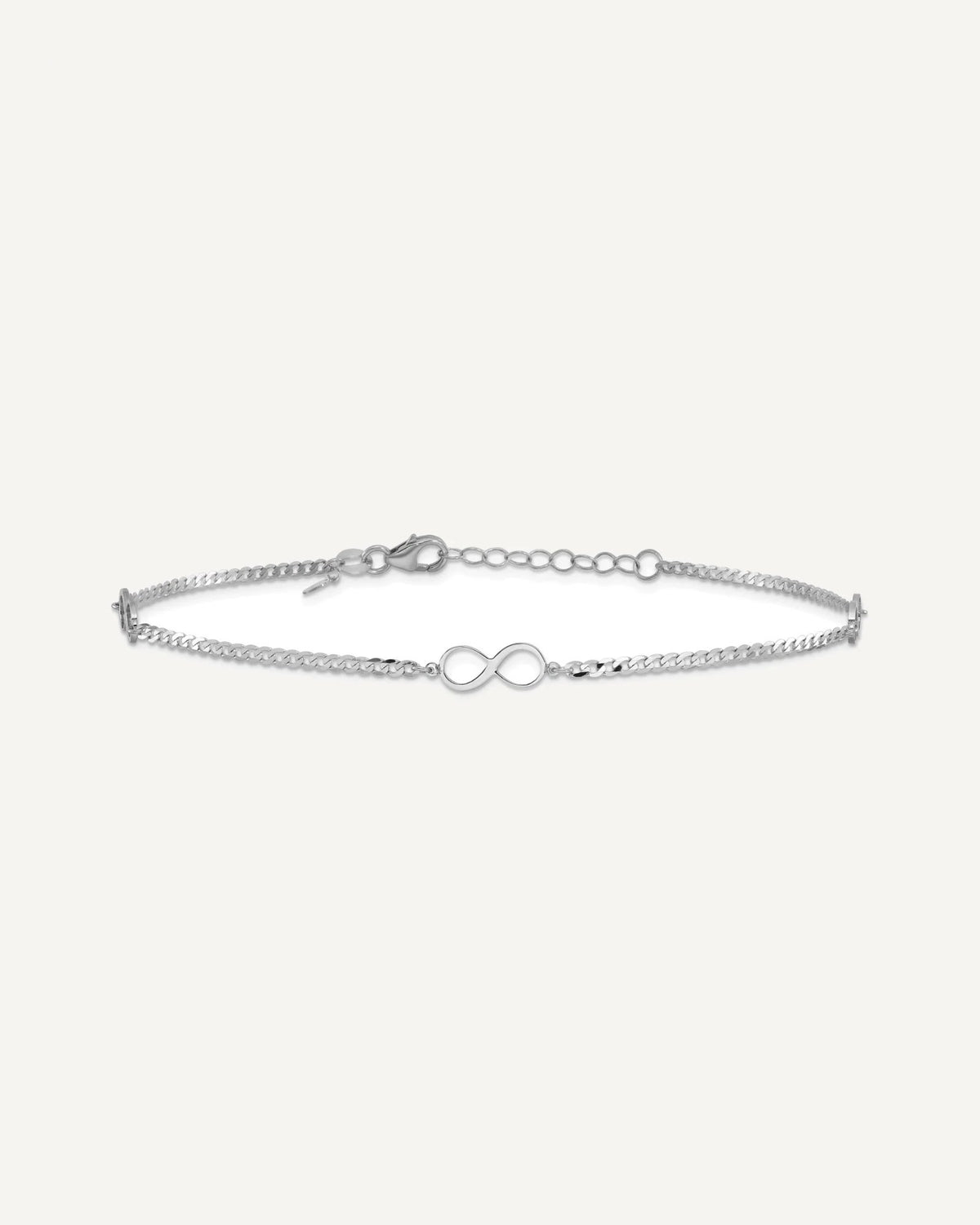 Leslie's 14k White Gold Polished Infinity 3-Station 9 inch Plus 1 inch Extender - Total 10 inch Anklet – View 3