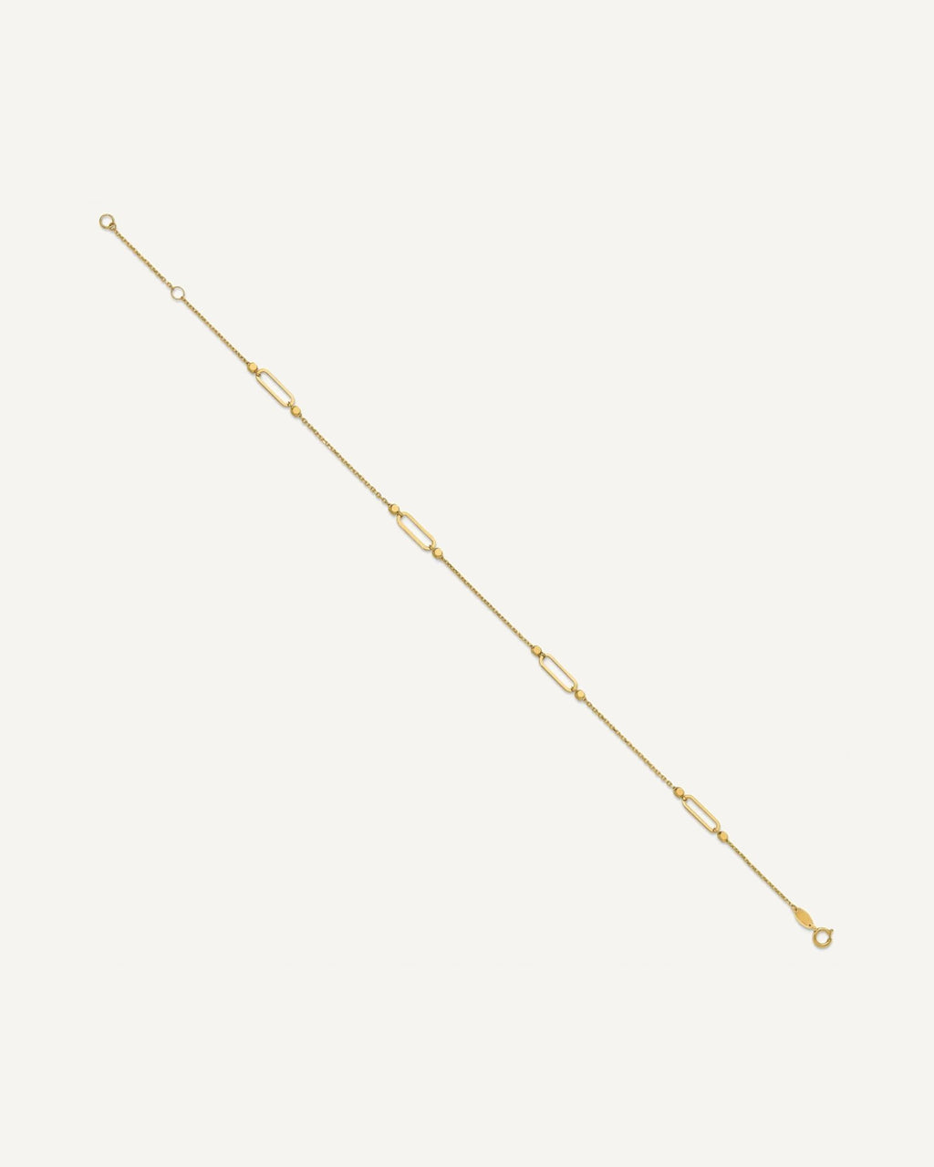 Leslie's 14K Oval Link and Bead 4-Station 9 inch Plus 1 inch Extender - Total 10 inch Anklet – View 2