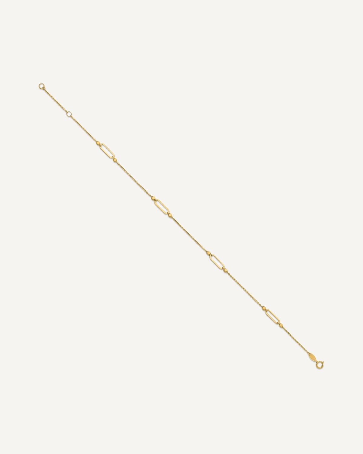 Leslie's 14K Oval Link and Bead 4-Station 9 inch Plus 1 inch Extender - Total 10 inch Anklet – View 2