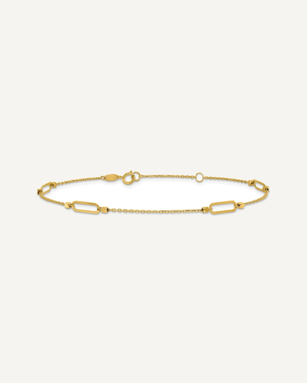 Leslie's 14K Oval Link and Bead 4-Station 9 inch Plus 1 inch Extender - Total 10 inch Anklet – View 3