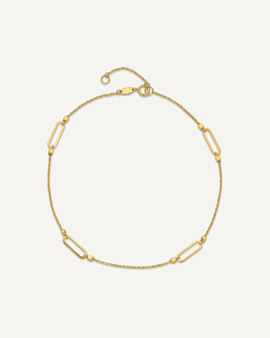 Leslie's 14K Oval Link and Bead 4-Station 9 inch Plus 1 inch Extender - Total 10 inch Anklet – View 4