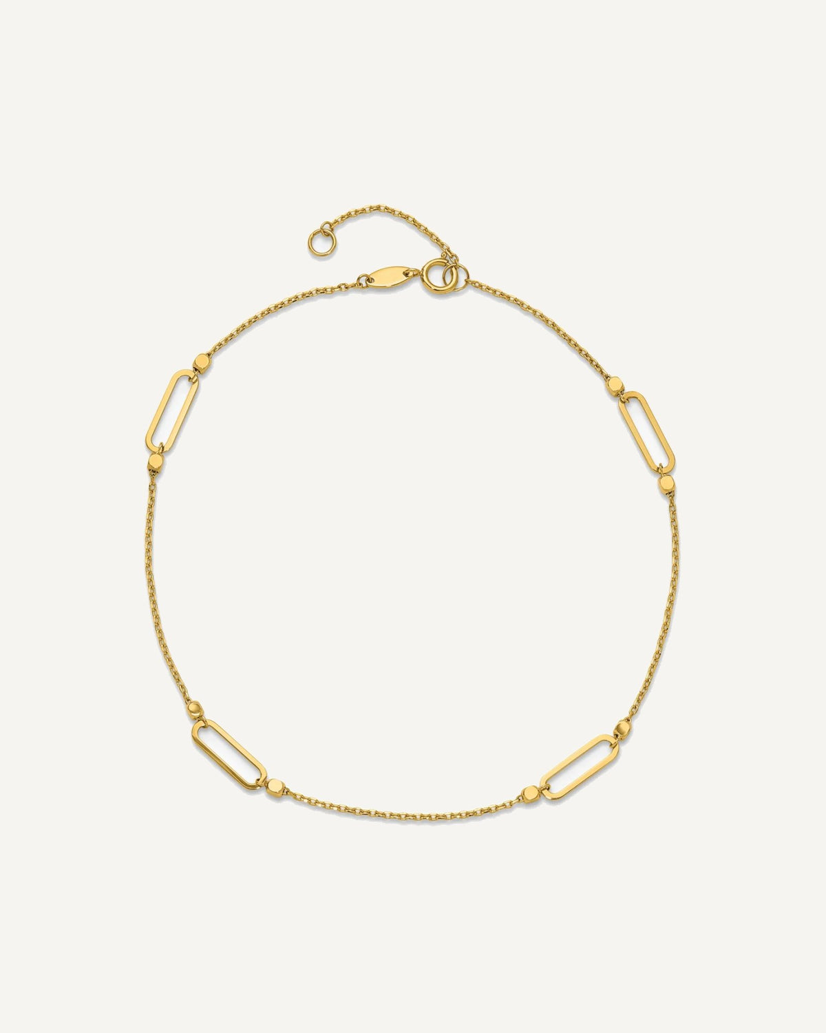 Leslie's 14K Oval Link and Bead 4-Station 9 inch Plus 1 inch Extender - Total 10 inch Anklet – View 4