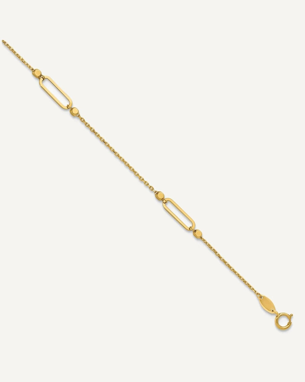 Leslie's 14K Oval Link and Bead 4-Station 9 inch Plus 1 inch Extender - Total 10 inch Anklet – View 1