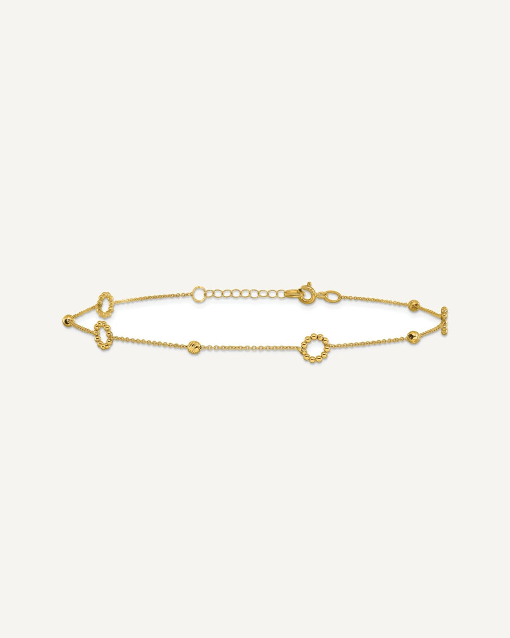 Leslie's 14K Circle and Diamond-cut Bead 10 inch Plus 1 inch Extender - Total 11 inch Anklet – View 3