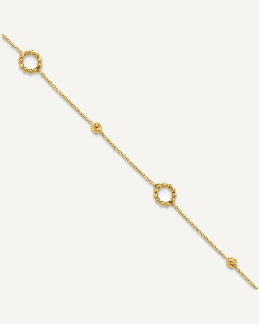 Leslie's 14K Circle and Diamond-cut Bead 10 inch Plus 1 inch Extender - Total 11 inch Anklet – View 1