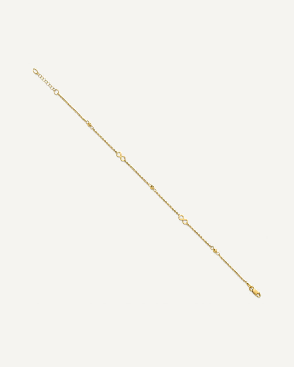 Leslie's 14K Infinity and Diamond-cut Bead 9 inch Plus 1 inch Extender - Total 10 inch Anklet – View 3