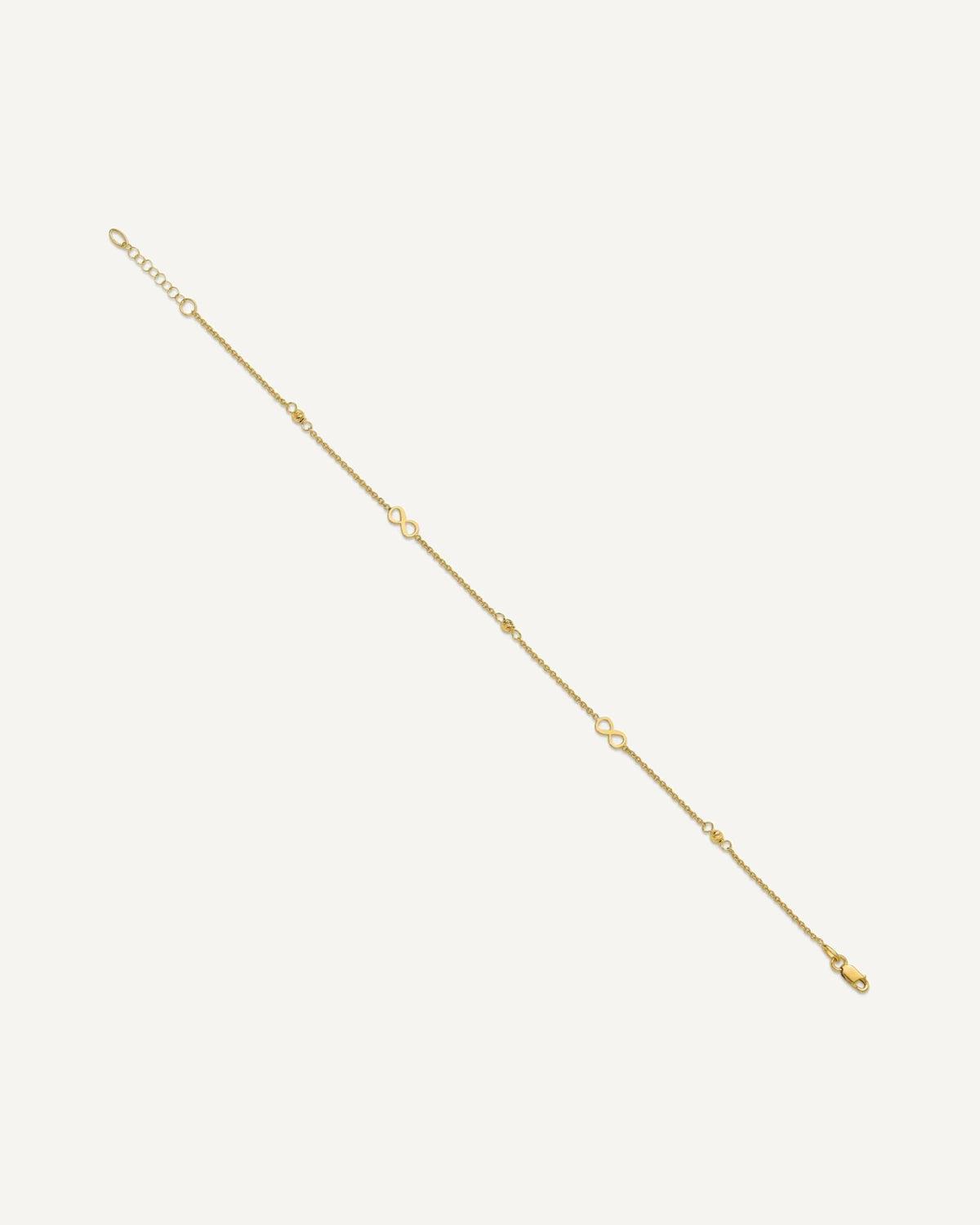 Leslie's 14K Infinity and Diamond-cut Bead 9 inch Plus 1 inch Extender - Total 10 inch Anklet – View 3