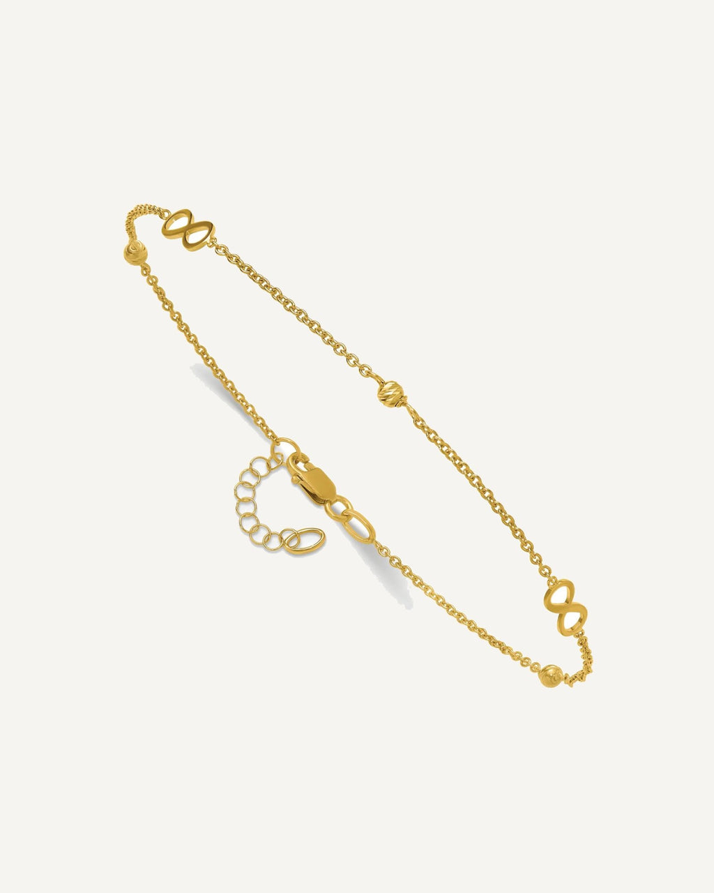 Leslie's 14K Infinity and Diamond-cut Bead 9 inch Plus 1 inch Extender - Total 10 inch Anklet – View 4