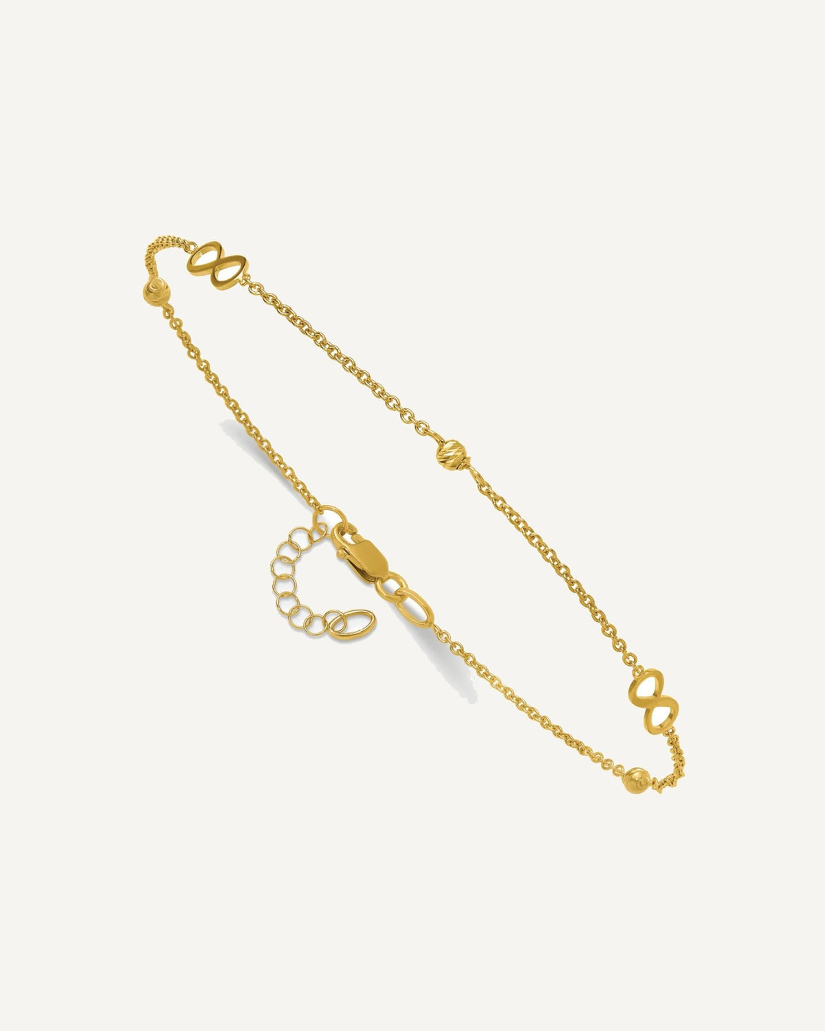Leslie's 14K Infinity and Diamond-cut Bead 9 inch Plus 1 inch Extender - Total 10 inch Anklet – View 4