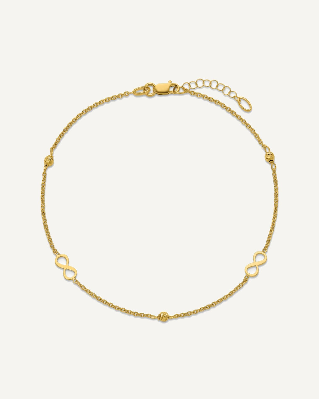 Leslie's 14K Infinity and Diamond-cut Bead 9 inch Plus 1 inch Extender - Total 10 inch Anklet – View 5