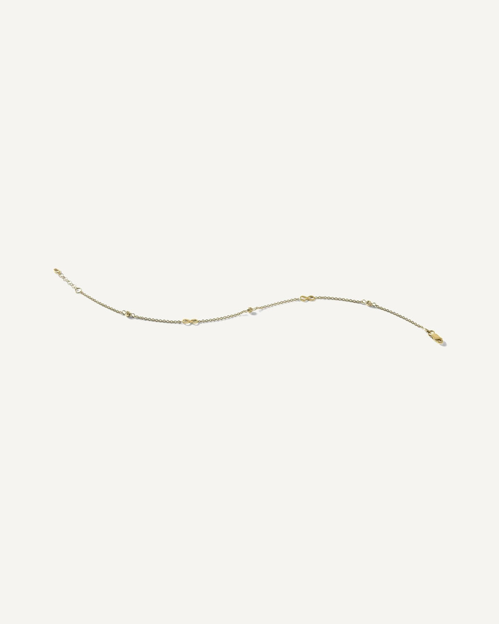 Leslie's 14K Infinity and Diamond-cut Bead 9 inch Plus 1 inch Extender - Total 10 inch Anklet – View 2