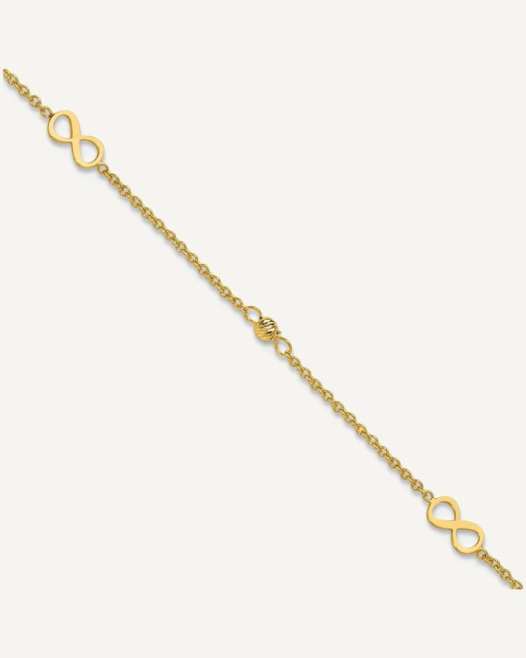 Leslie's 14K Infinity and Diamond-cut Bead 9 inch Plus 1 inch Extender - Total 10 inch Anklet – View 1