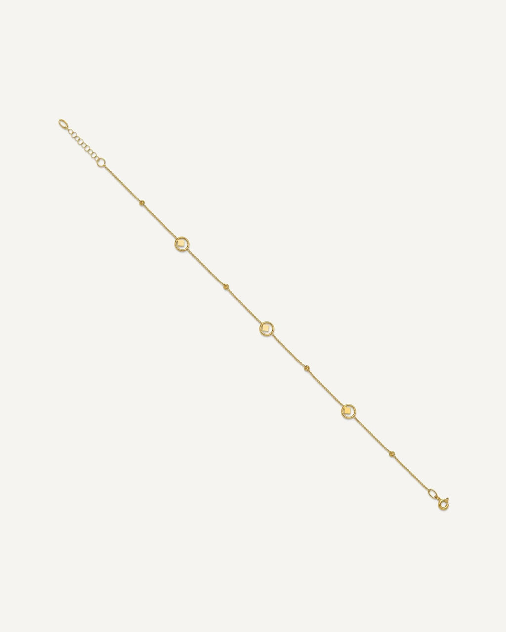 Leslie's 14K Geometric and Diamond-cut Beads 9 inch Plus 1 inch Extender - Total 10 inch Anklet – View 2