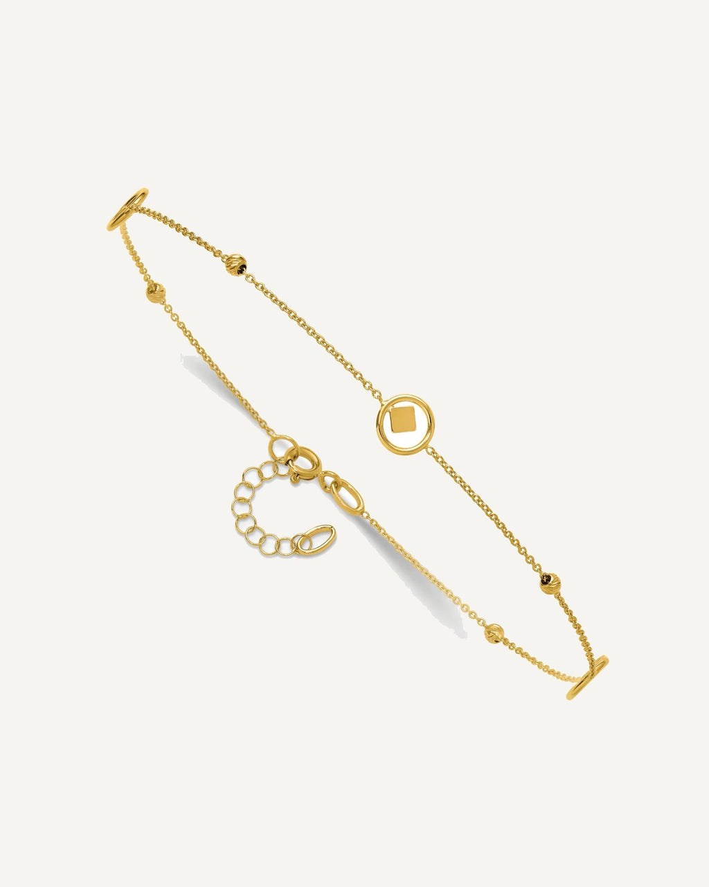 Leslie's 14K Geometric and Diamond-cut Beads 9 inch Plus 1 inch Extender - Total 10 inch Anklet – View 3