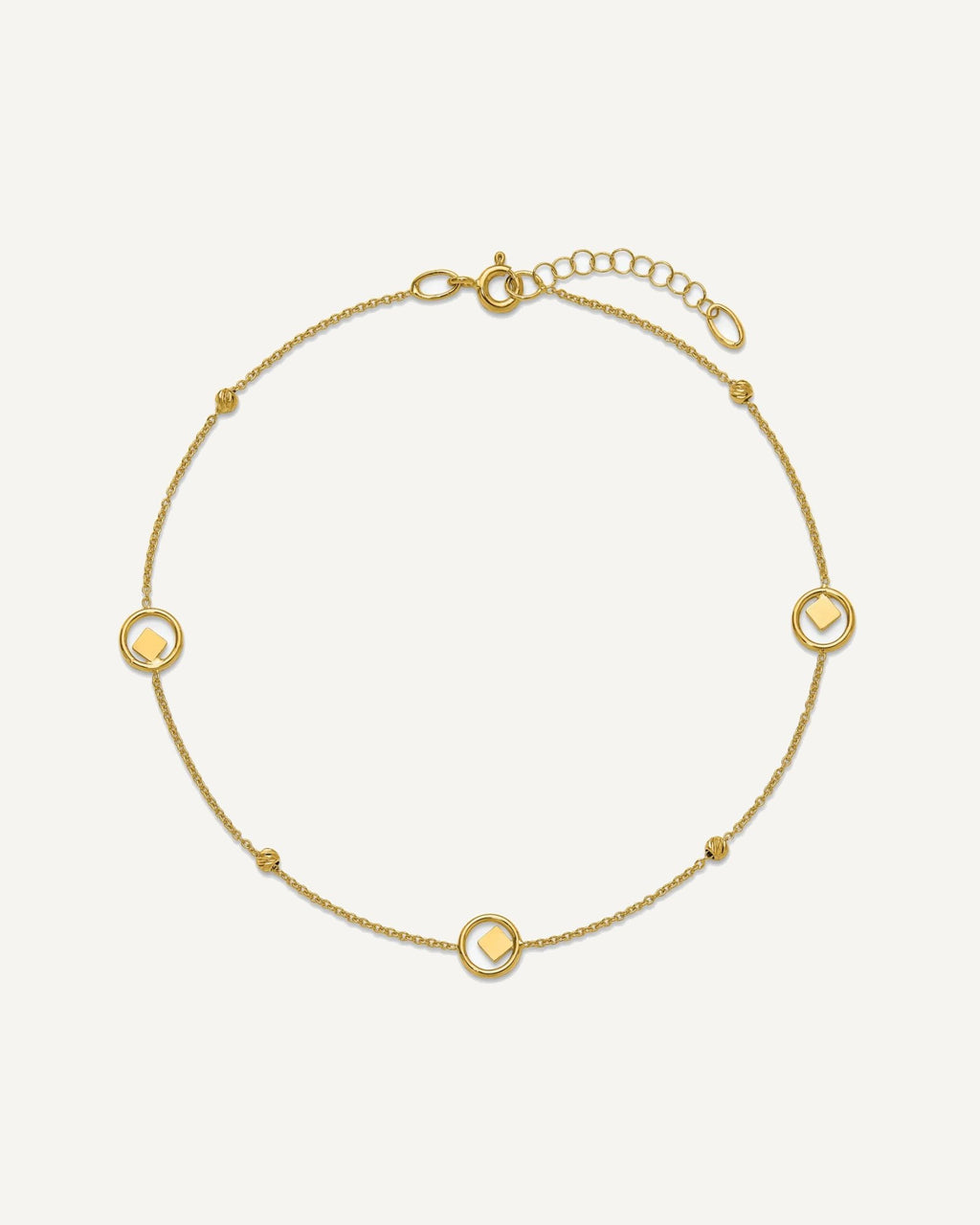 Leslie's 14K Geometric and Diamond-cut Beads 9 inch Plus 1 inch Extender - Total 10 inch Anklet – View 4