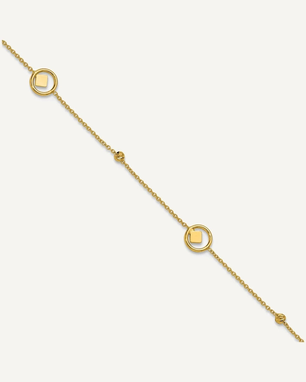Leslie's 14K Geometric and Diamond-cut Beads 9 inch Plus 1 inch Extender - Total 10 inch Anklet – View 1