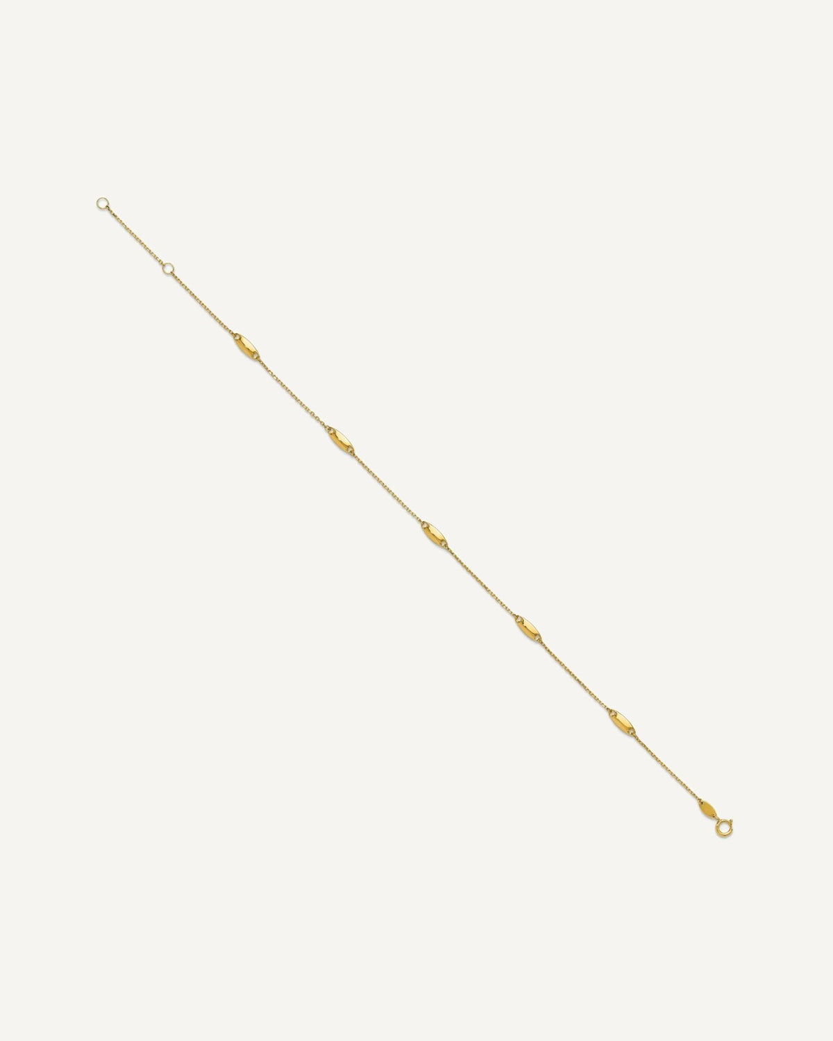 Leslie's 14K Oval Bead 5-Station 9 inch Plus 1 inch Extender - Total 10 inch Anklet – View 2