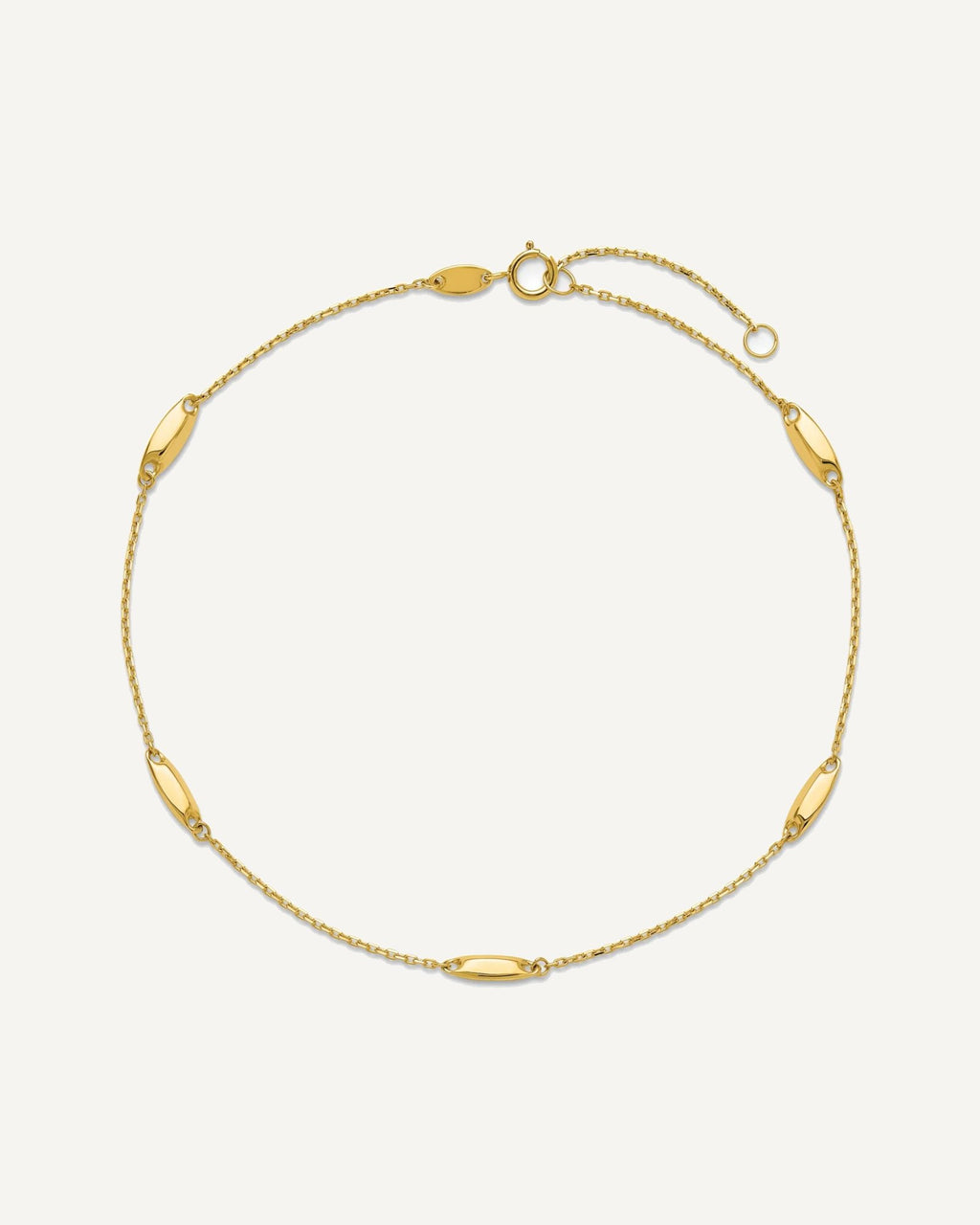 Leslie's 14K Oval Bead 5-Station 9 inch Plus 1 inch Extender - Total 10 inch Anklet – View 4
