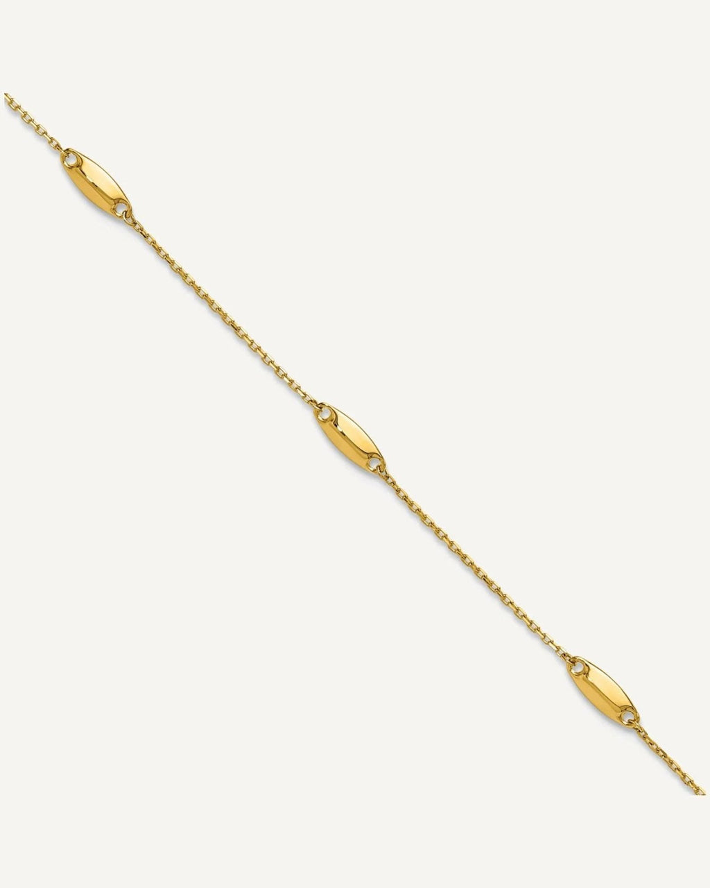 Leslie's 14K Oval Bead 5-Station 9 inch Plus 1 inch Extender - Total 10 inch Anklet – View 1