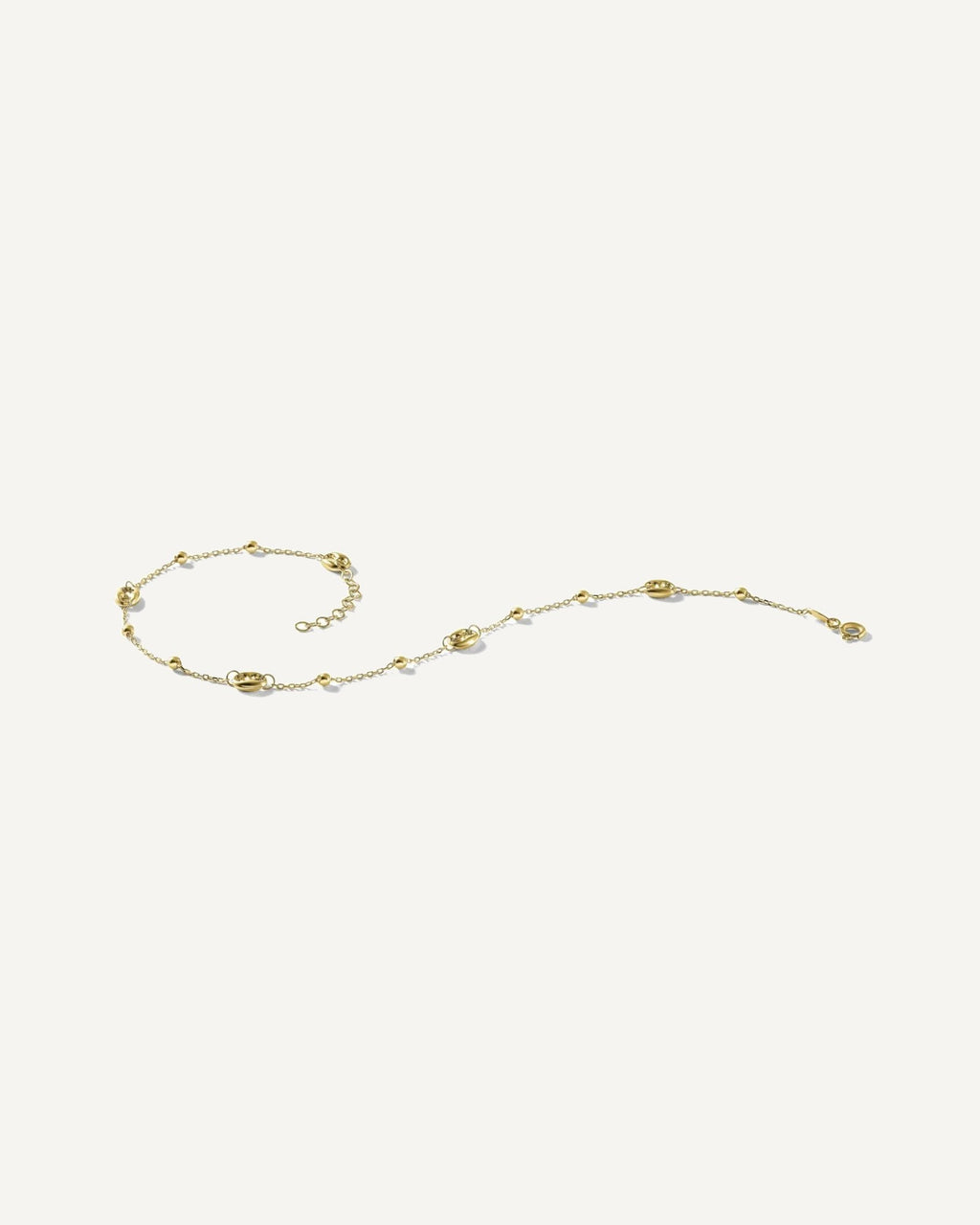 Leslie's 14K Puffed Mariner Beaded 9 inch Plus 1 inch Extender - Total 10 inch Anklet – View 2