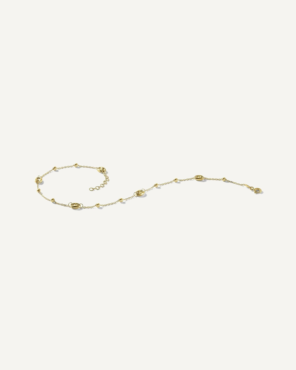 Leslie's 14K Puffed Mariner Beaded 9 inch Plus 1 inch Extender - Total 10 inch Anklet – View 2