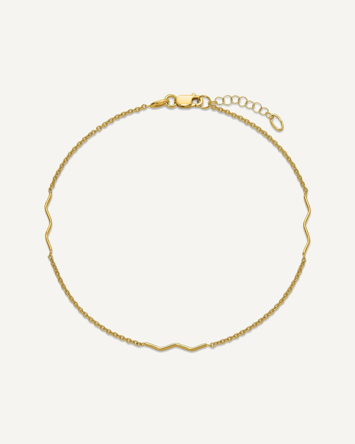 Leslie's 14K Wavy Bar 3-Station 9 inch Plus 1 inch Extender - Total 10 inch Anklet – View 4