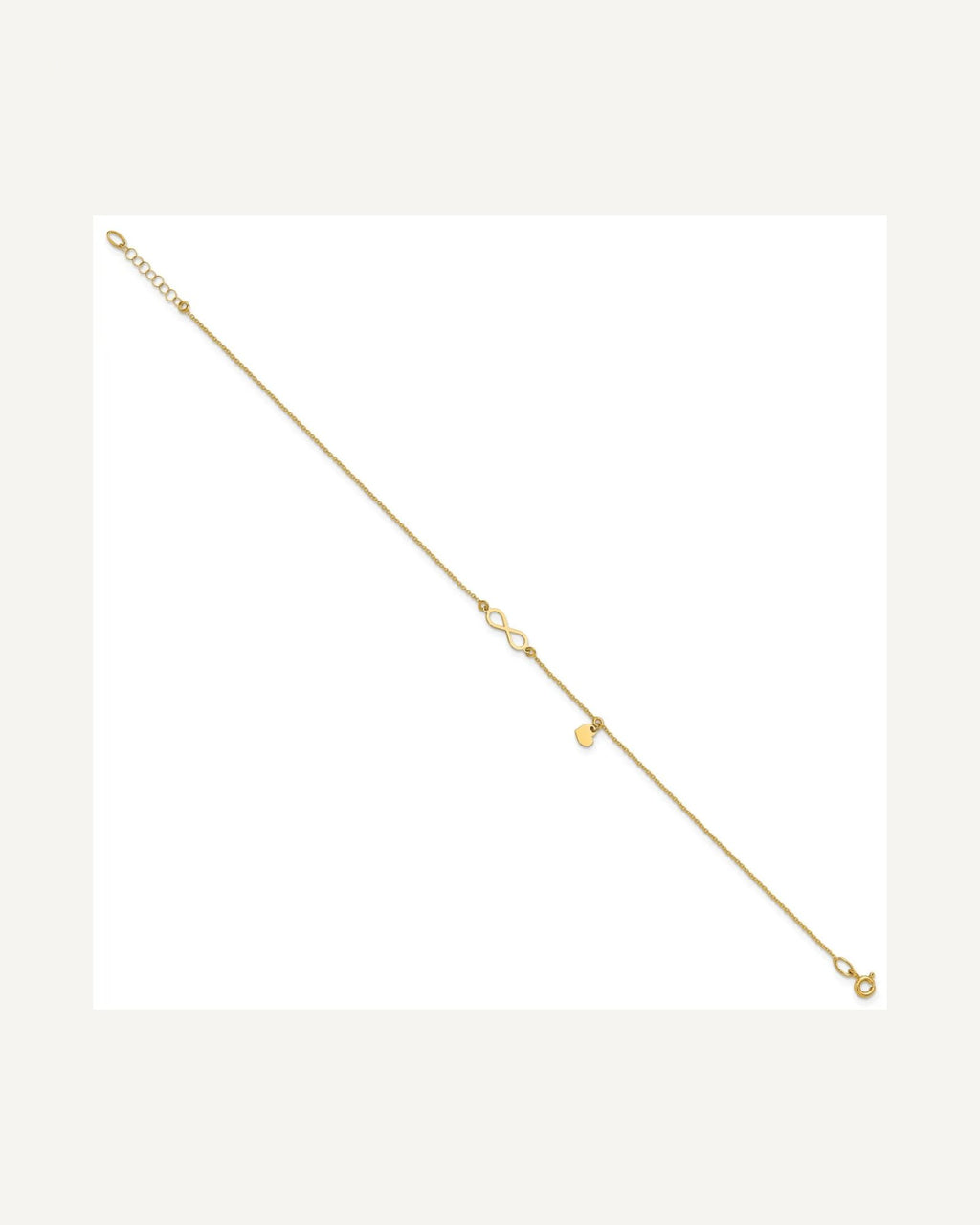 Leslie's 14K Infinity and Dangle Heart 9 inch Plus 1 inch Extender - Total 10 inch Anklet – View 2