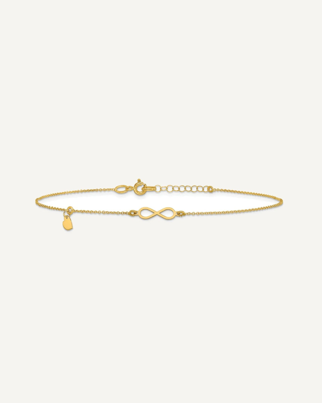 Leslie's 14K Infinity and Dangle Heart 9 inch Plus 1 inch Extender - Total 10 inch Anklet – View 3